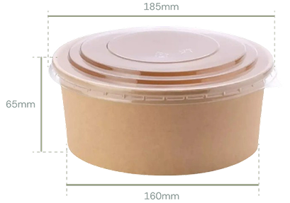 Bowl Kraft 1200cc con tapa PET para porciones abundantes Envases Bio