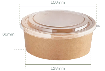 Bowl Kraft 750cc con tapa PET biodegradable Envases Bio